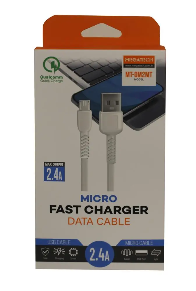 Megatech MT-DM2MT 2.4A Micro 2mt Data Şarj Kablosu 1