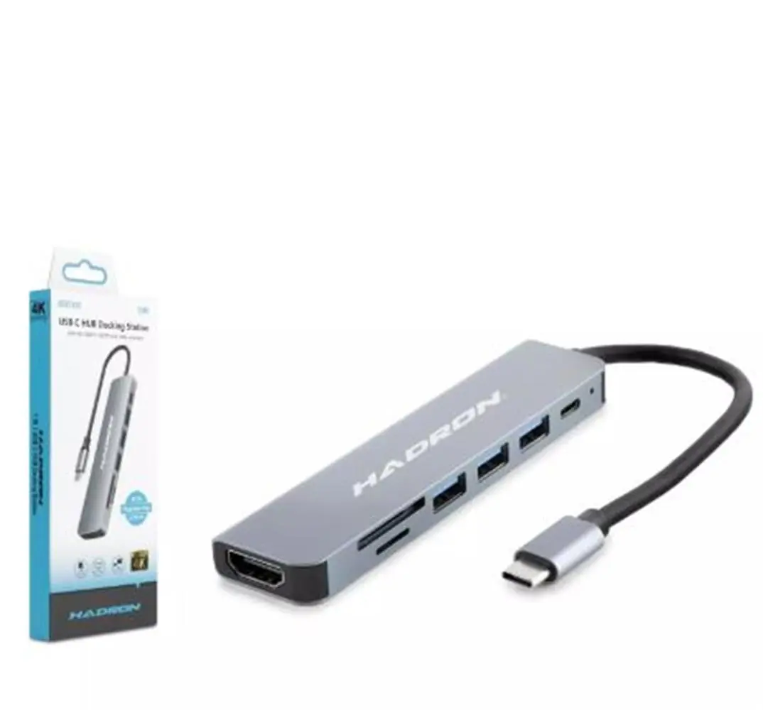 Hadron Hdx7835 Type-C Hdtv Combo Hdmi 4K 30Hz 3-Usb3.0 + Sd + Tf 7In1 Gri 1
