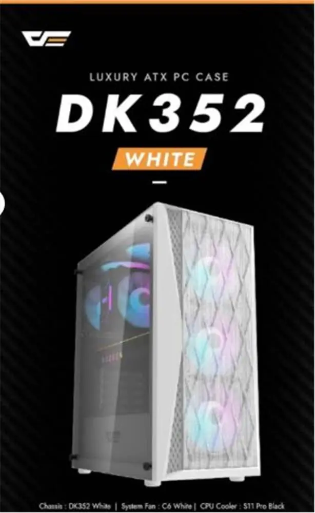 darkFlash DK352 PLUS 650W Bronze 80+ Power Supply 4-12cm ARGB Fan Beyaz Kasa