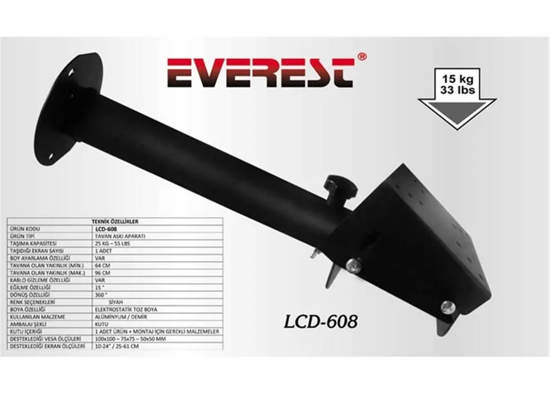 Everest LCD-608 50-50 10"-24" Tv Tavan Askı Aparatı 1