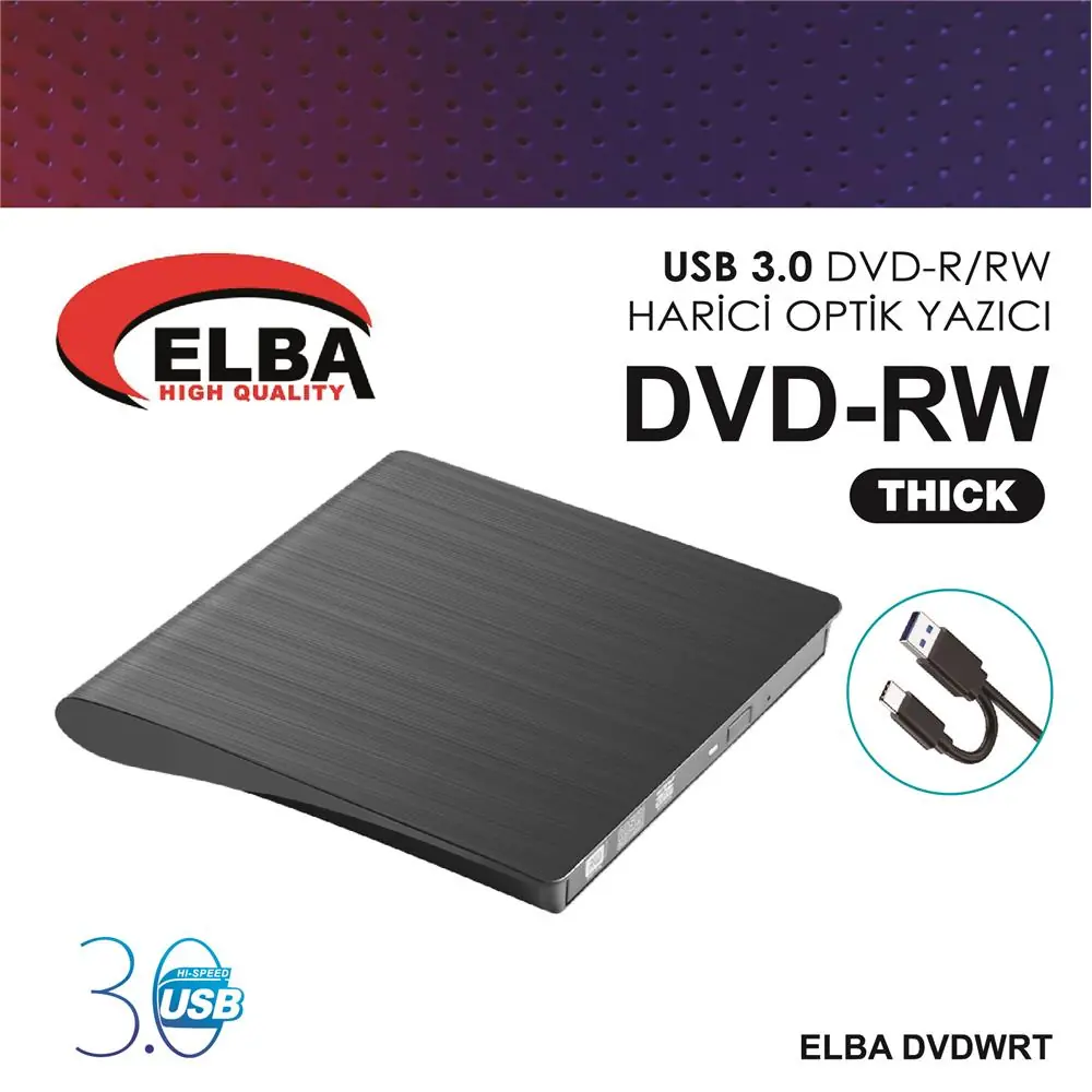 Elba DVDWRT-THCK Harici Dvdrw Thick, Siyah Dvd Yazıcı Writer