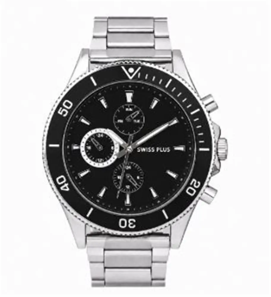 Swiss Plus Man Watch Basic Seri Model-10 ST3516AGS Lüx Black-Silver