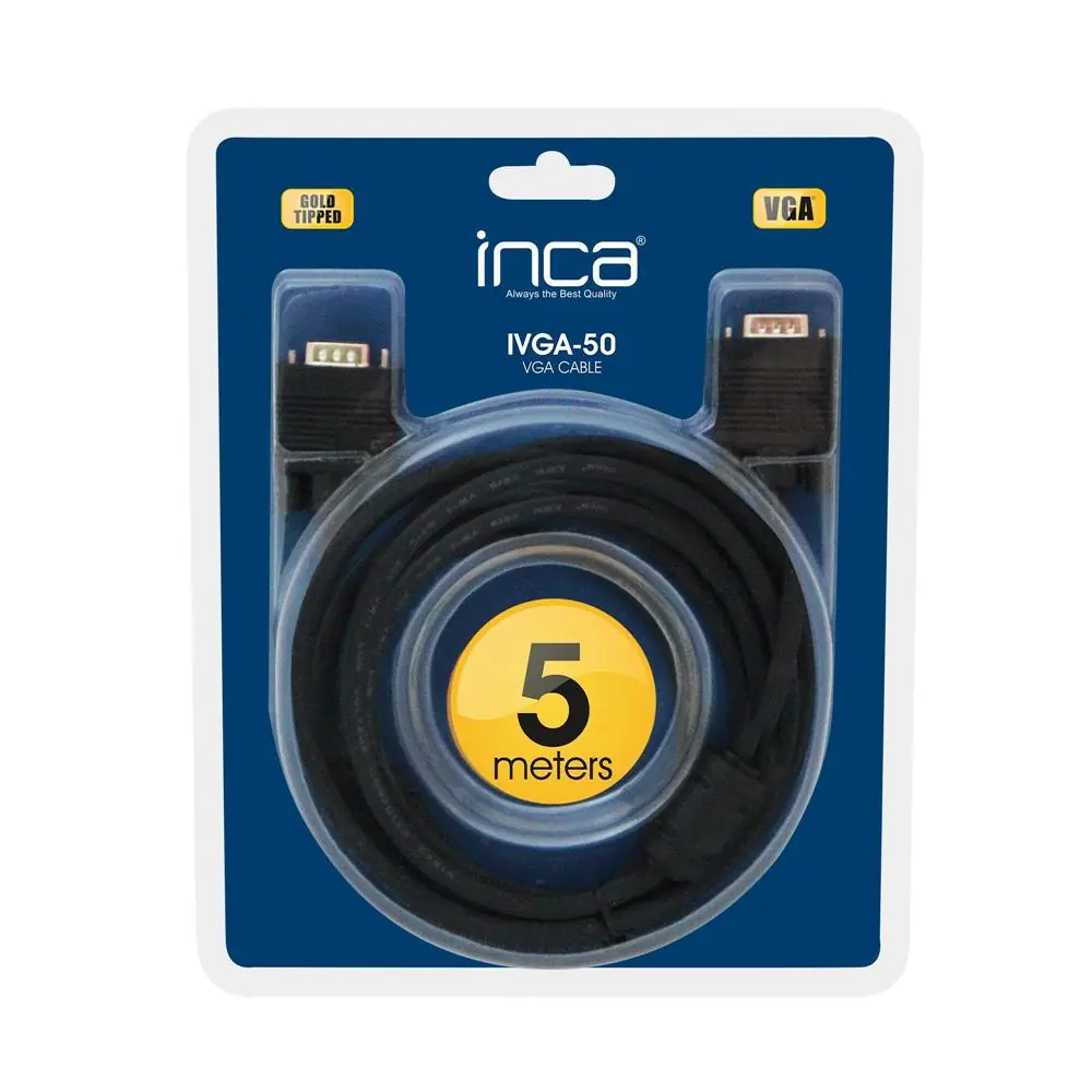 Inca IVGA-50 Vga 5MT Altın Uçlu Blister VGA Kablo ( yüzde 99.50 Bakır) 1