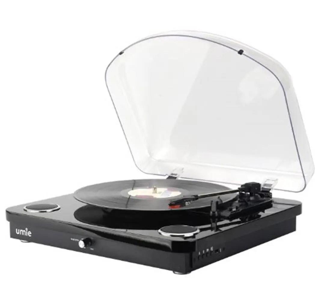 UMİE Bemol Siyah Piano Kaplama 10W BT İN, BT OUT, RCA, USB Özellikli Nostaljik Pikap