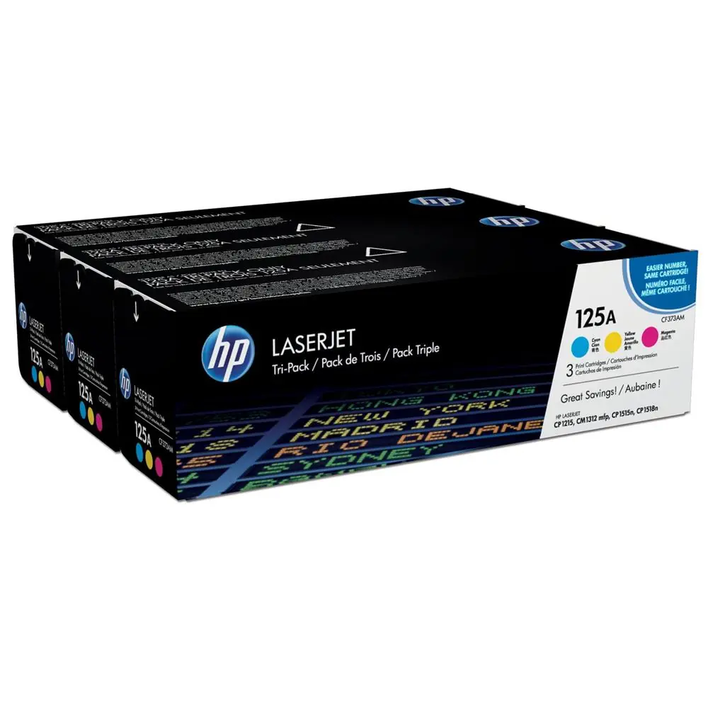 HP 125A Mavi-Kırmızı-Sarı 3lü Takım Toner CF373AM CB541A-CB542A-CB543A 1