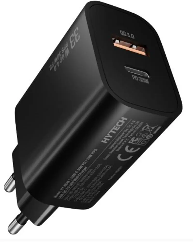 Hytech HY-XE49 Type-C + USB-A 30W PD - 33W PPS USB QC 3.0 18W Hızlı Ev Şarj Adaptörü 1