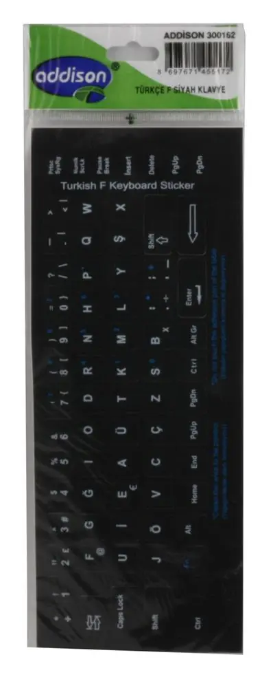Addison 300162 Türkçe f Siyah Klavye Stıker 1