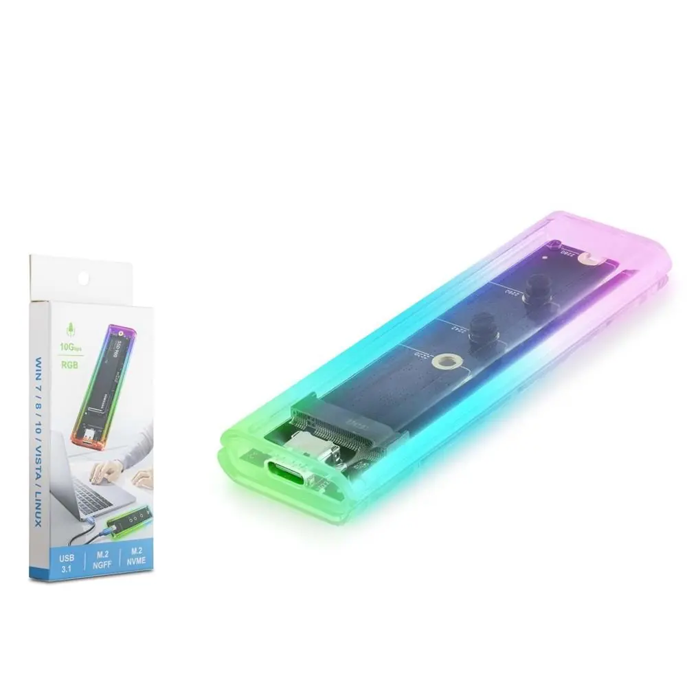 Hadron Hdx1770 Ssd Kutu Type-C3.1 Nvme + Ngff M2 10Gbps Rgb Transparent 1