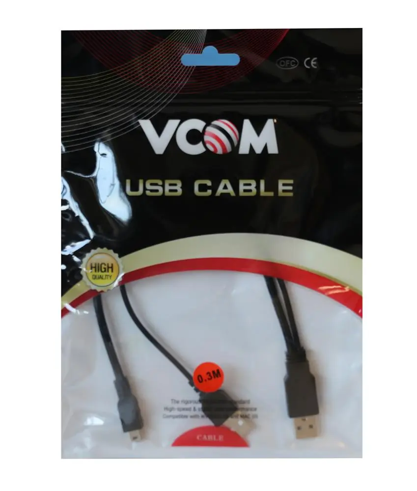 Vcom Usb 2.0 2-Mini Usb 5Pin Black 0.3M 1