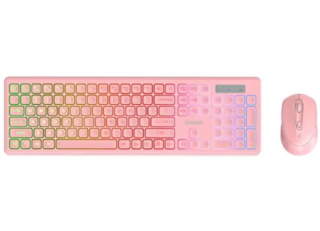 Everest KM-319BT Pembe 2.4G+BT1+BT2 Çoklu Cihaz Bağlantılı Q Set Kablosuz Klavye + Mouse