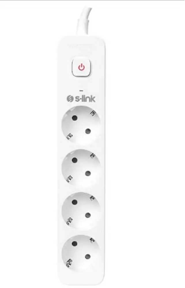 S-link SPG401S 1.5m 1.5mm 100 yüzde  Bakır 750 Joule 4 lü Anahtarlı Akım Korumalı Priz