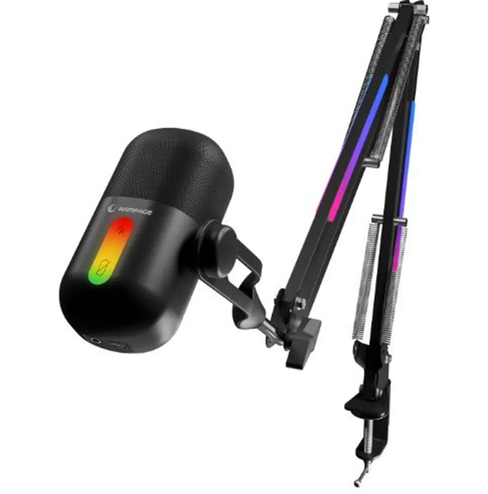 Rampage Arpej Siyah RGB Standlı Ses Göstergeli Masaüstü Mikrofon