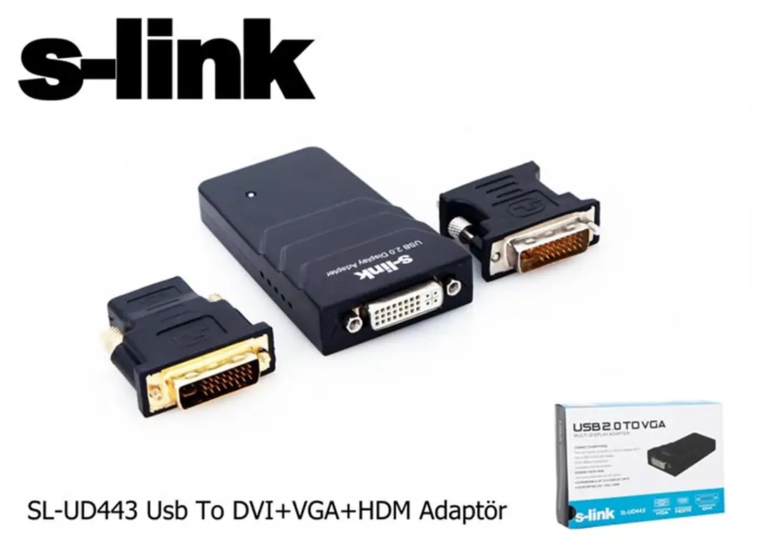 S-link SL-UD443 Usb To DVI+VGA Adaptör 1