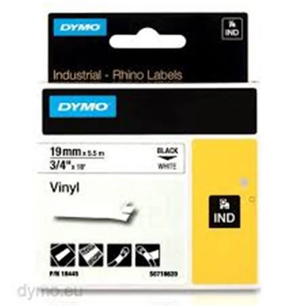 Dymo 18483 RhinoPRO SabitPolyester Şerit 12mmx5,5m Beyaz-Siyah 1
