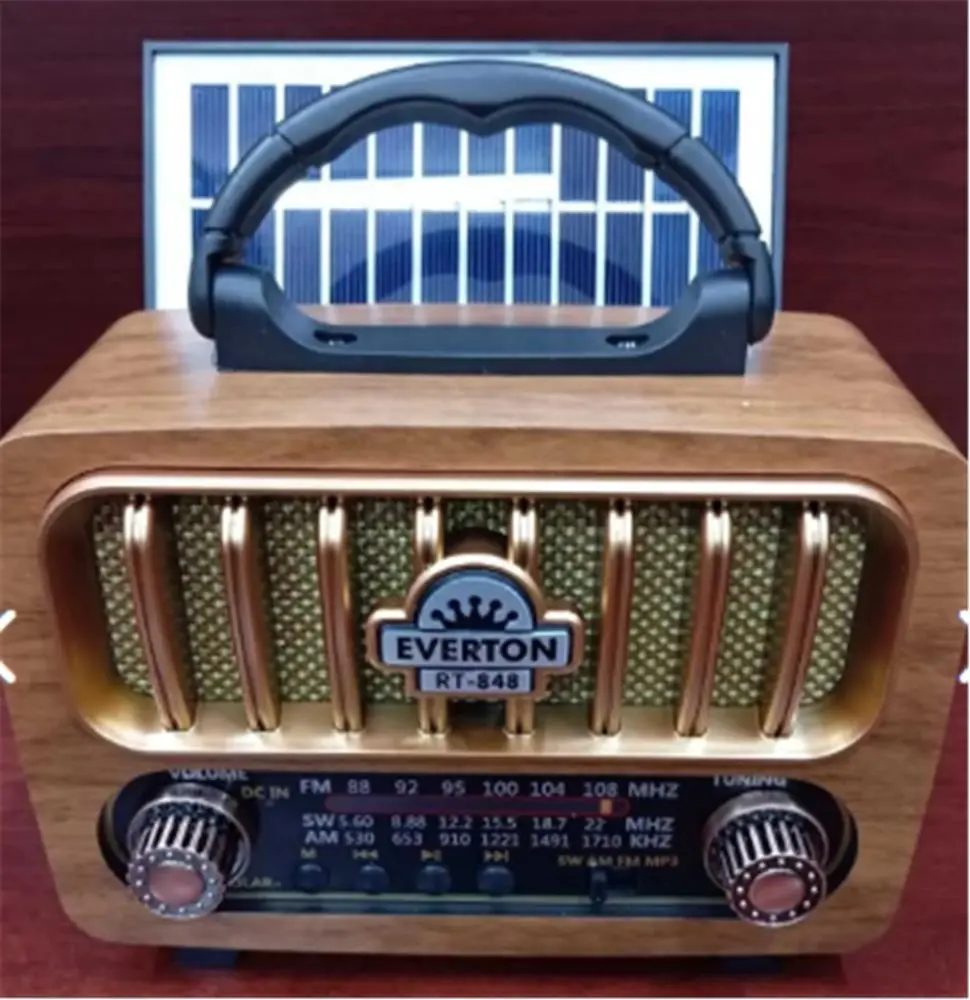 Everton Rt-848 Güneş Enerjili Panelli Bluetooth Fm-usb-Tf Card-Aux Nostaljik Radyo 1