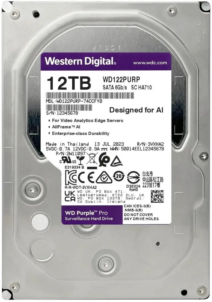 Wd 12Tb Purple Pro WD122PURP 7200 RPM 512MB Cache SATA 6.0Gb-s 3.5" Harddisk (Boğaziçi Garantili)