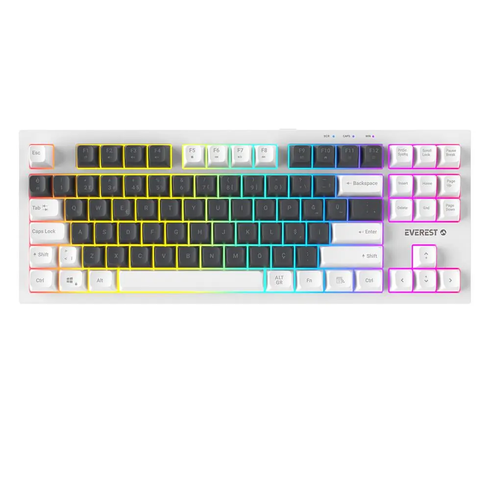 Everest KB-98 SILENT TKL Gri Mavi-Beyaz Rainbow Q Membrane Klavye 1