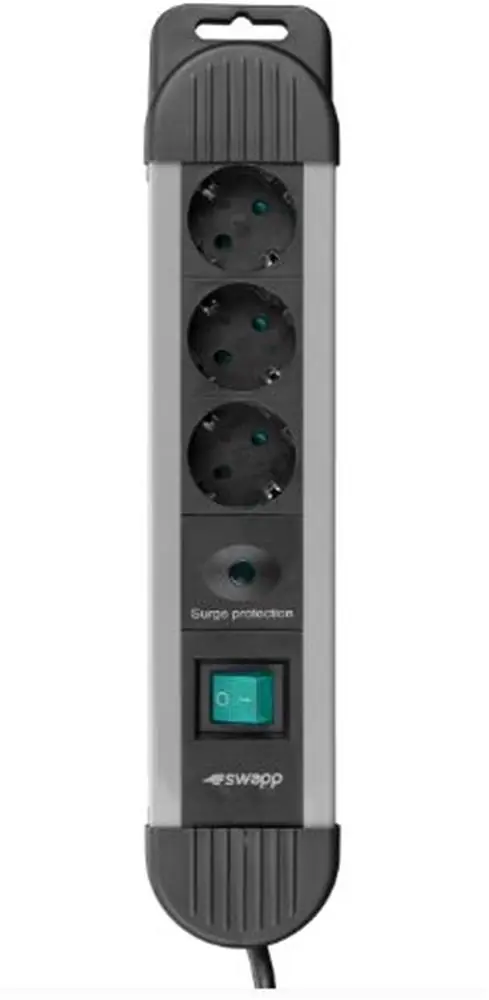 S-link SPGKS03 1.5m 3G1.5mm2 900 Joule 3Lü Akım Kor. Gri Priz Çoklayıcı 1