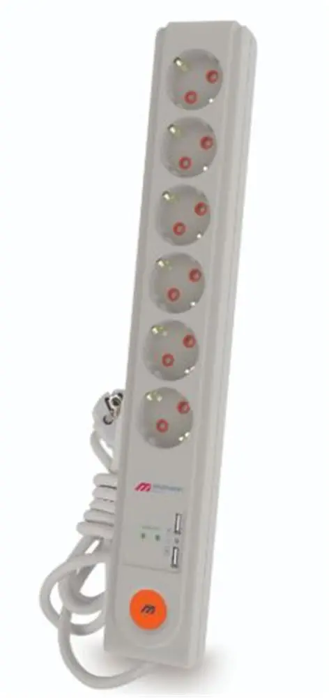 Mutlusan 6lı Anahtarlı Topraklı Grup Priz 2 Usb (Ç.K.)(3X1.5 1.5 Mt) (001 175 670002 15 00) 1