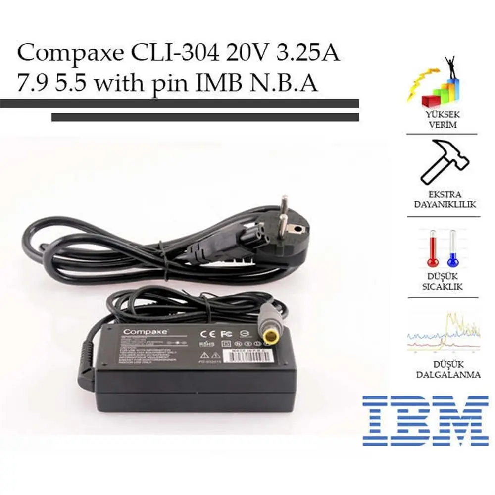 Compaxe CLI-304 Ibm- 20v-3.25a 7.9-5.5-With Pin Notebook Adaptör 1