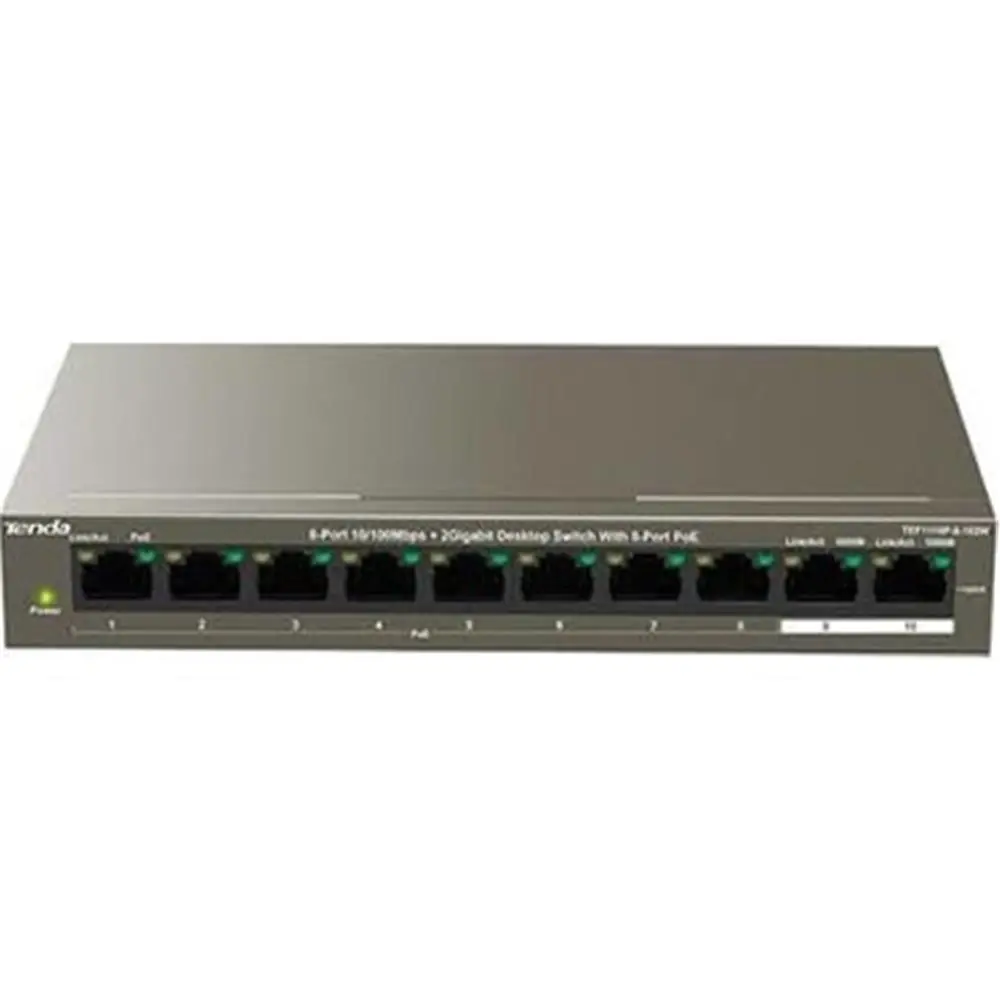 Tenda TEF1110P-8-63W 10 Port 8 Port Poe+ 10-100 + 2 Port 10-100 Switch 1