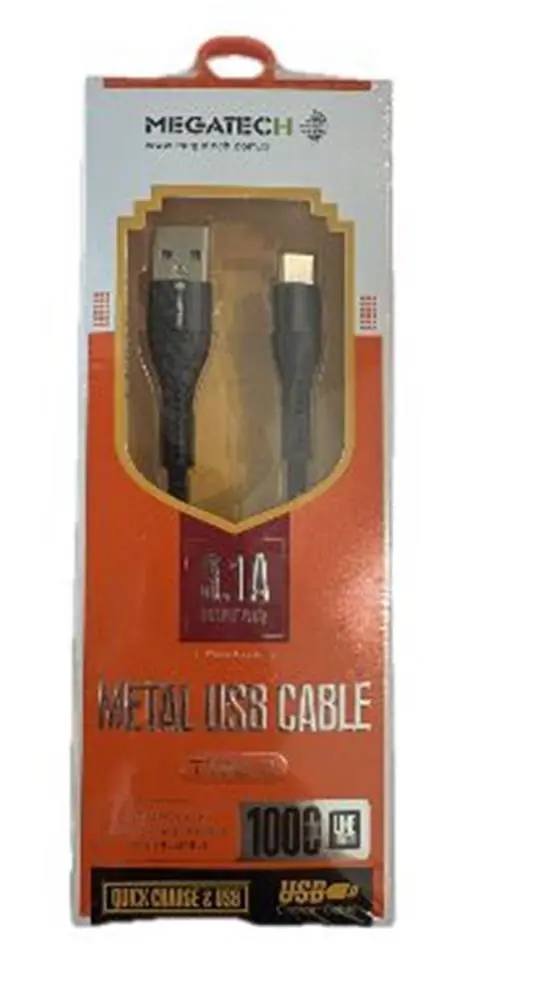 Megatech 3.1A A Örgülü Serisi Usb to Type-c 1mt  Data Kablosu Siyah 1