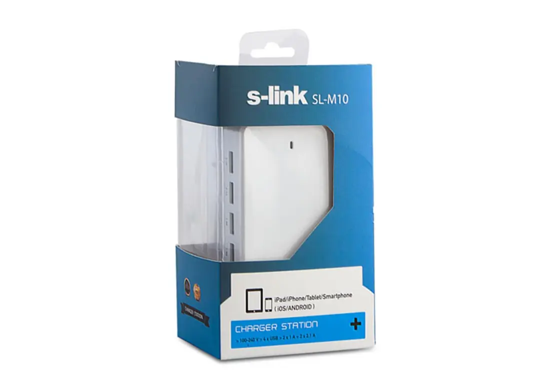 S-link SL-M10 6.2A 4-Usb Beyaz Usb şarj 1