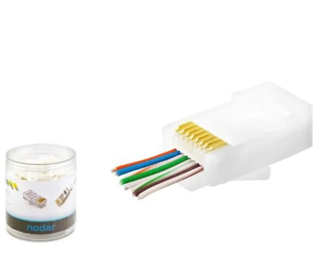 NODAR ND2406 CAT6 EZ RJ45 Konnektör 100 Adet Plastik Kutu - Beyaz