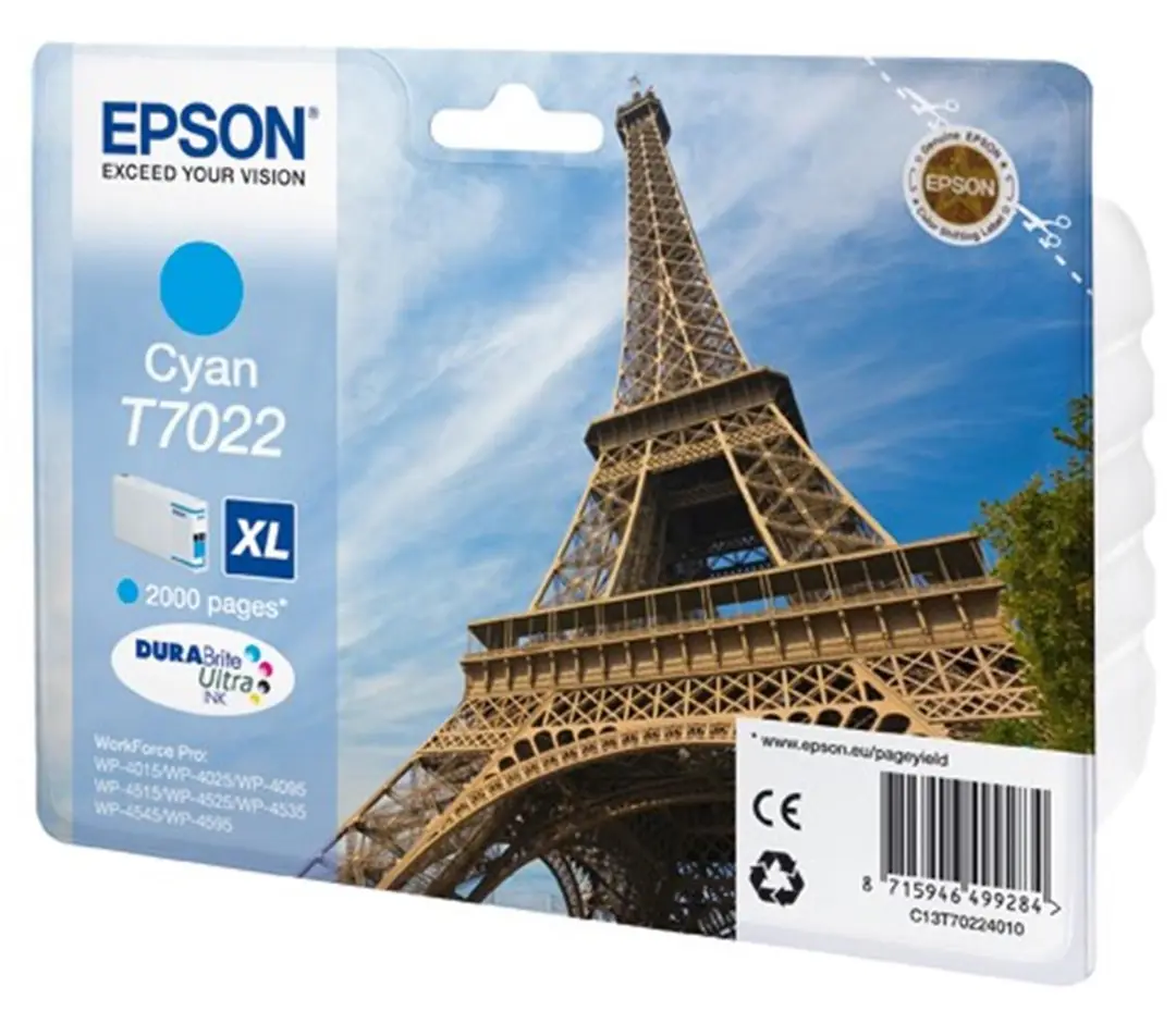 Epson T7022 Cyan Mavi 2.000 Sayfa Mürekkep Kartuş T70224010 1