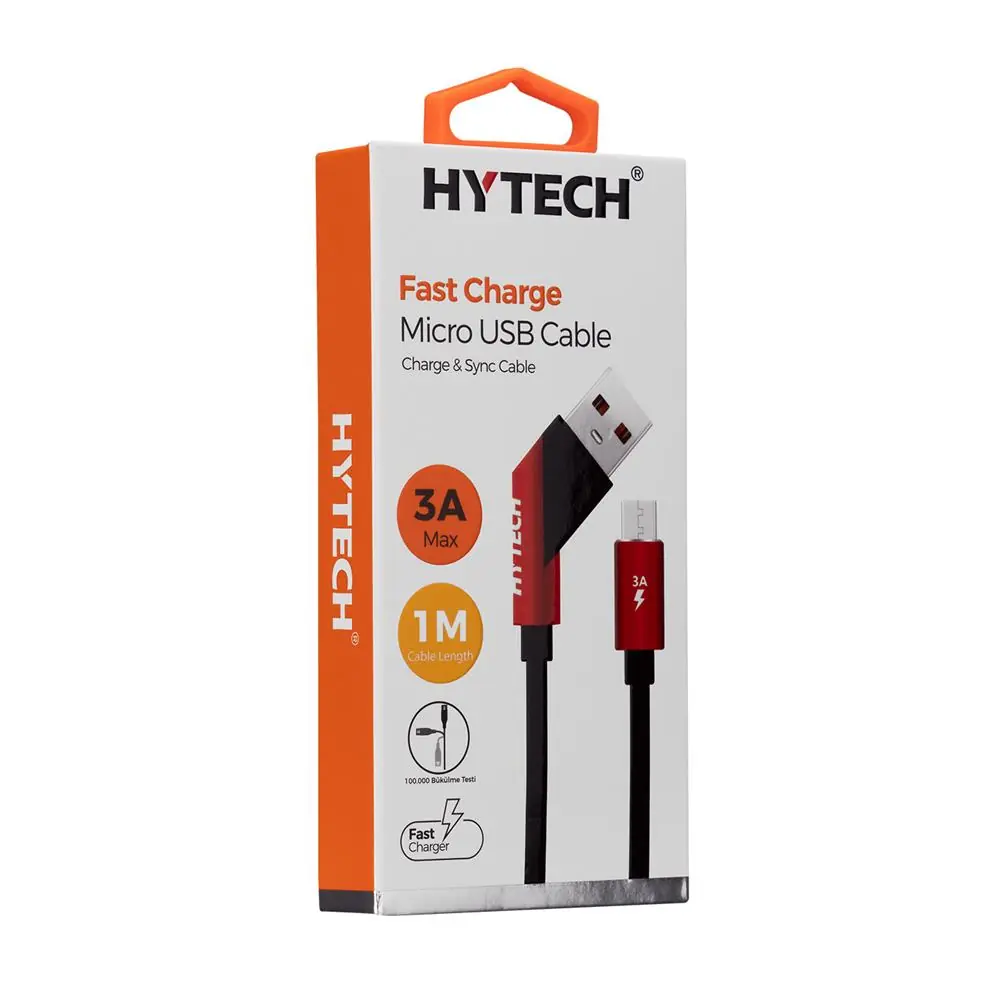 Hytech HY-X431 1M 3A Type-C Örgülü Silver Gri Data + Şarj Kablosu 1