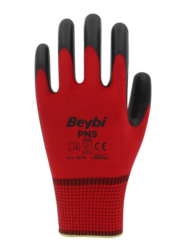 Beybi Nitril PMK PN5 Kırmzı Siyah 10 Beden 12li Paket 1