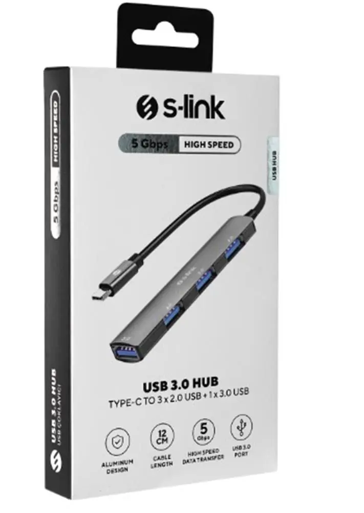 S-link SW-U324 3-USB2.0, 1-USB3.0 Type-C Metal USB Hub 1