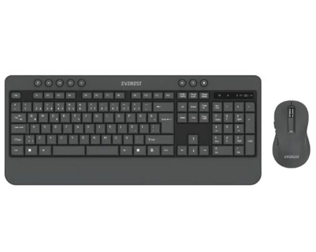 Everest KM-6585 Dual Gri-Siyah Kablosuz Çift Space Tuşlu Q Klavye + Mouse Set