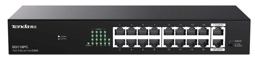 Tenda SG118PC SG118PC 18 Port Gigabit PoE Switch 100-100-1000 167W 1