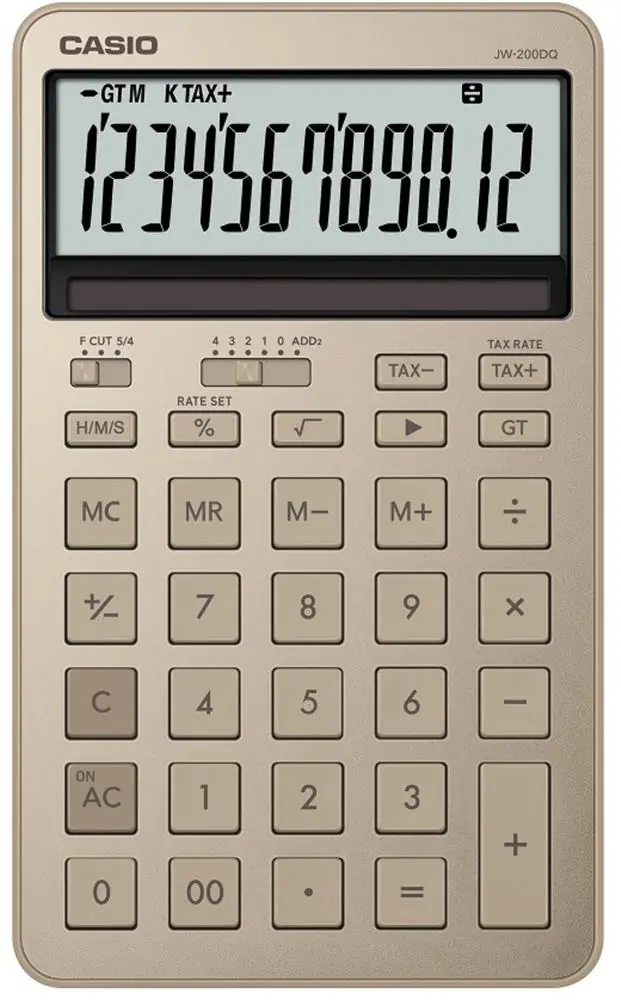 Casio JW-200DQ-GD12 Hane Parlak Altın Masa Üstü Hesap Makinesi