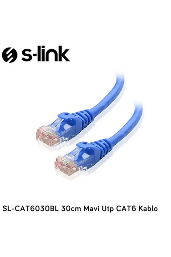 S-link SL-CAT6030BL 30cm Mavi Utp CAT6 Kablo 1