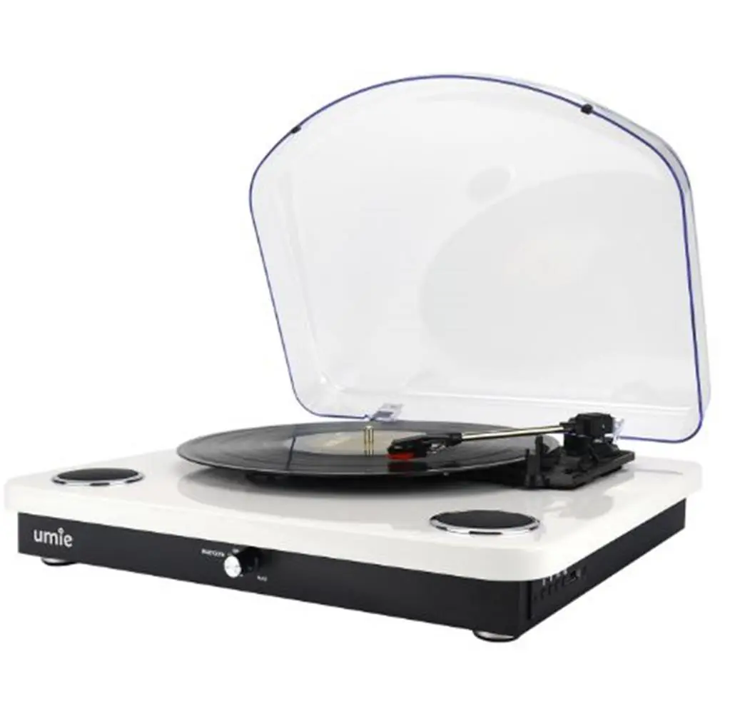 UMİE Bemol Beyaz Piano Kaplama 10W BT İN, BT OUT, RCA, USB Özellikli Nostaljik Pikap