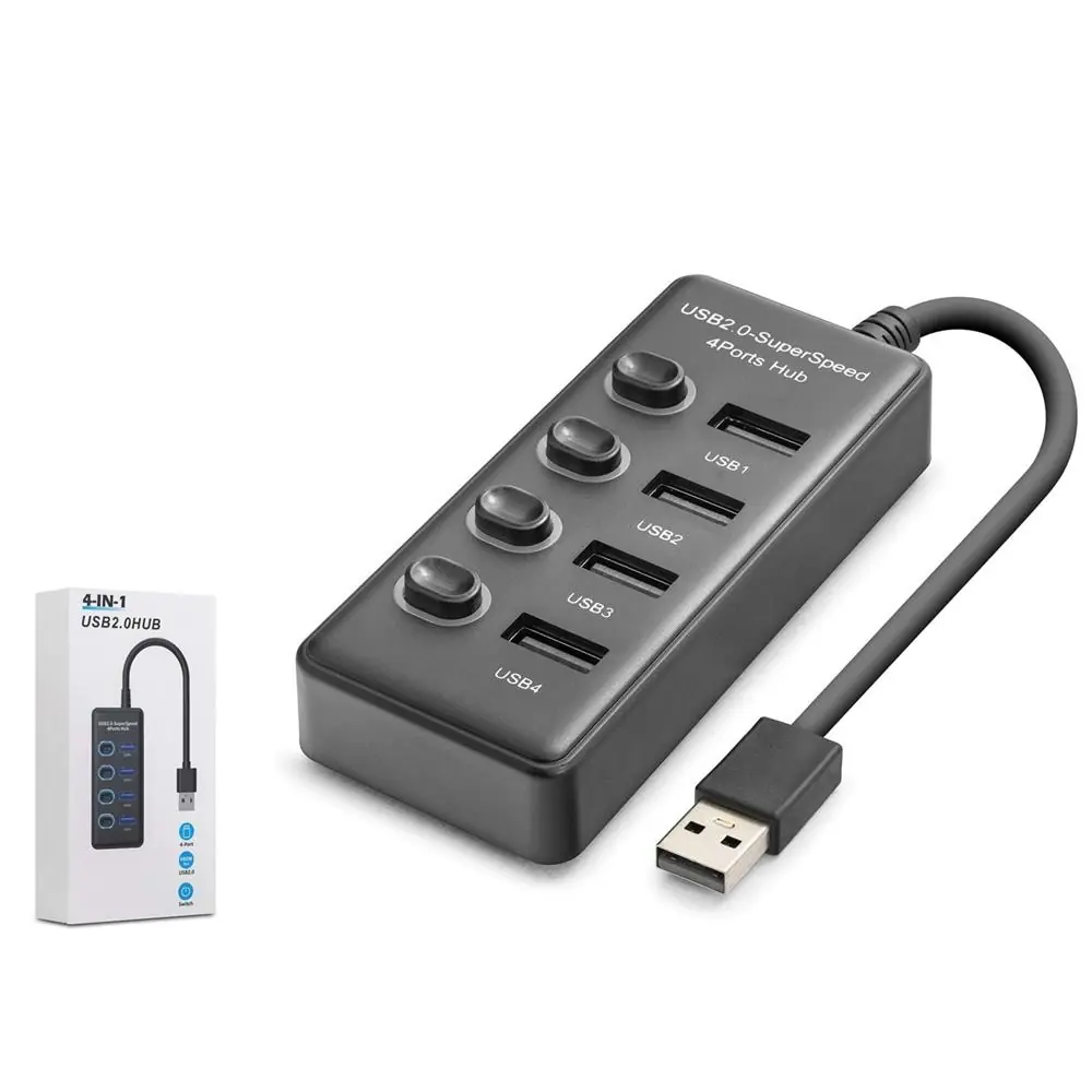 Hadron HDX7048 USB Hub 2.0 480Mbps 4x USB-A 4 Port Switch’li Çoklayıcı Siyah 1