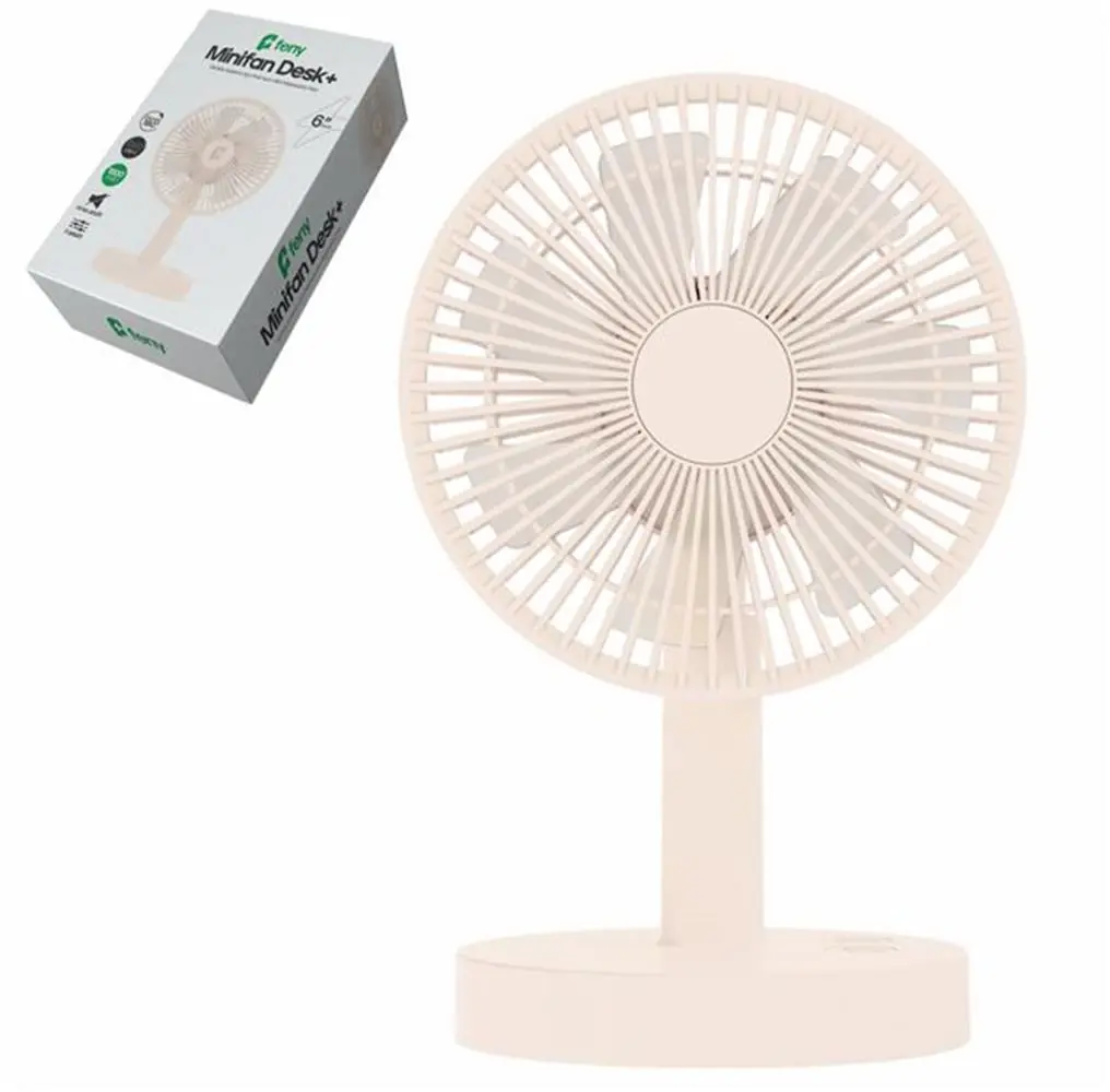 Feny FN-F75 Beyaz 3 Kademeli Otomatik 180 Derece Dönebilen Şarjlı 1800Mah Premium Masa Üstü Fan