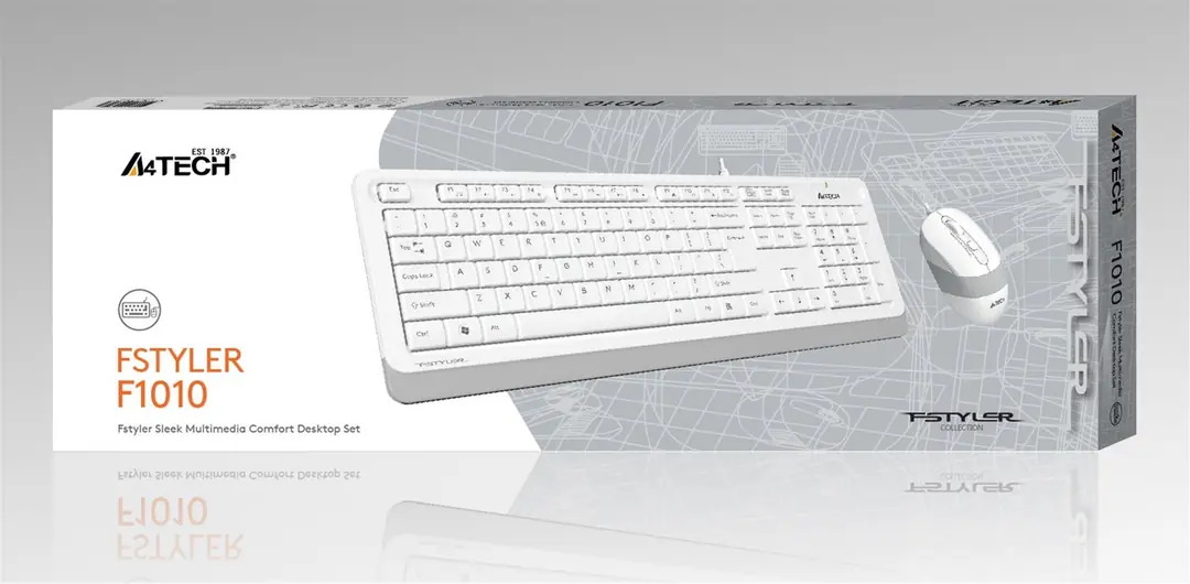 A4 Tech F1010 Q Usb Beyaz Fn-Mm Klv+Optik Mouse Set 1