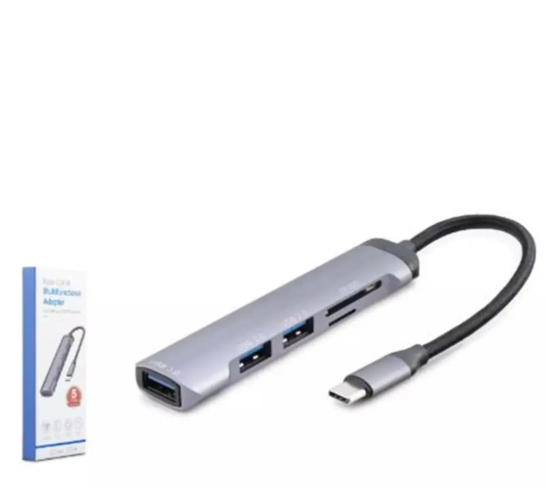 HADRON HDX7039 USB HUB COMBO 5IN1 USB type-c SD + TF CARD GRİ 1