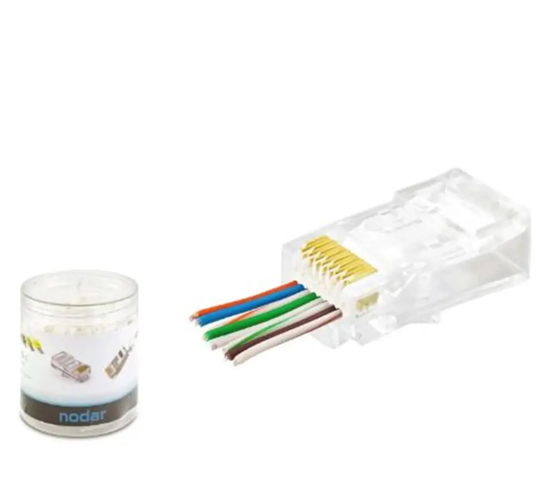 NODAR ND2407 CAT6 EZ RJ45 Konnektör 100 Adet Plastik Kutu 1