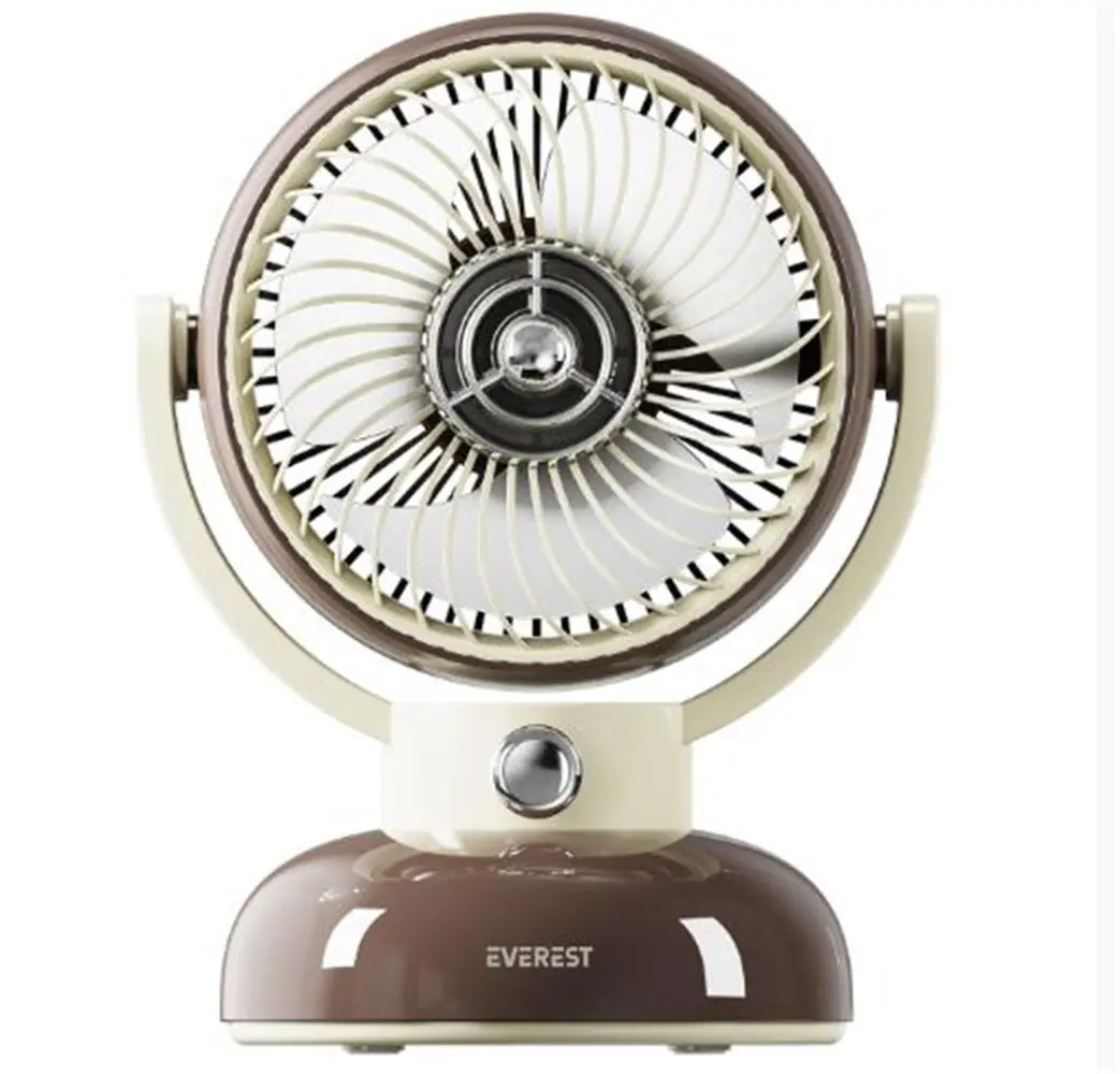 Everest EFN12 Kahve 1200mAh 3 Hız Kademe Led Işıklı Retro Masaüstü Usb Fan 1