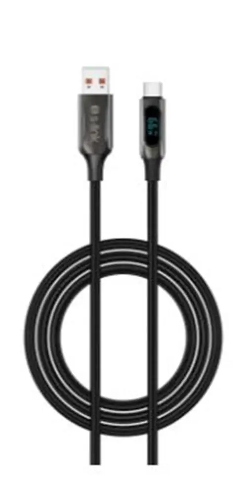 S-link Armor LED UC-066 66W 1m USB to Type-C PD Örgülü LED Başlıklı Siyah Hızlı Şarj Kablosu 1