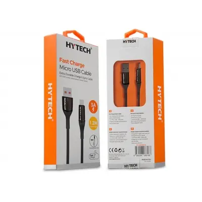 Hytech HY-X250 3A Micro Usb 1,2m Siyah Data + Sarj Kablosu