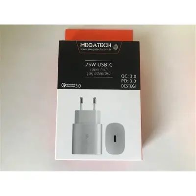 Megatech 25w Beyaz USB-C Şarj Kafa QC:3.0-PD:3.0 