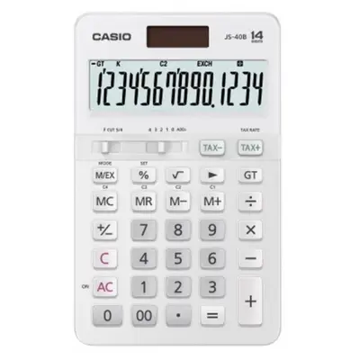 Casio JS-40B-WE Beyaz Profesyonel 14 Hane Masa Üstü Hesap Makinesi