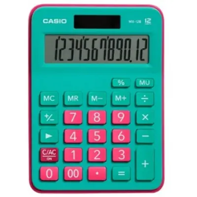 Casio MX-12B-GNRD Yeşil+Pembe 12 Hane Masa Üstü Hesap Makinesi