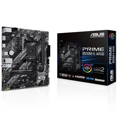 Asus Prime B550M-K ARGB 5100MHz (OC) DDR4 Soket AM4 M.2 HDMI mATX Anakart