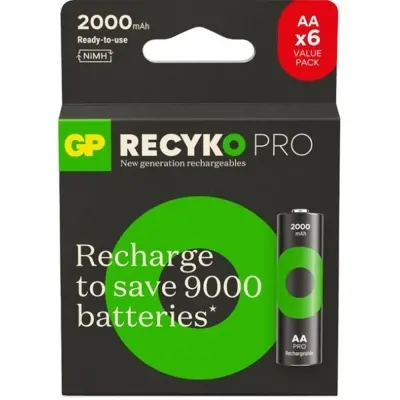 GP AA 2000 mAh Pro Şarjlı Kalem Pil 4+2li Paket  Paket GP210AAHCBR21-2GVPTLB6